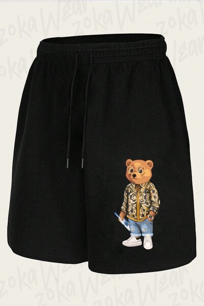 ZOKAWEAR Unisex Bad Boy Baron Cool Teddy Bear Bear Design Printed Shorts