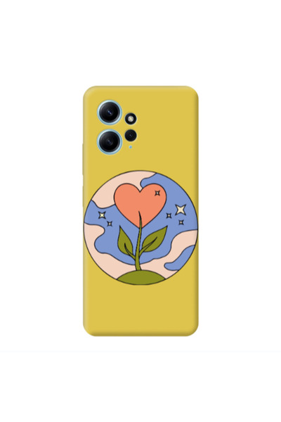 Other Xiaomi Redmi Note 12 4G Hearted Flower Yellow Colored Silicone TPU Θήκη