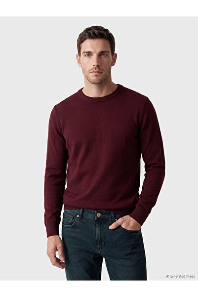 LC Waikiki Lcwaikiki Classic Claret Red Crew Neck Men's Knitwear Sweater