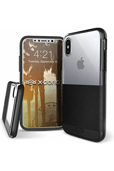 X-Doria Husă spate din piele sintetică neagră (iPhone X / Xs)