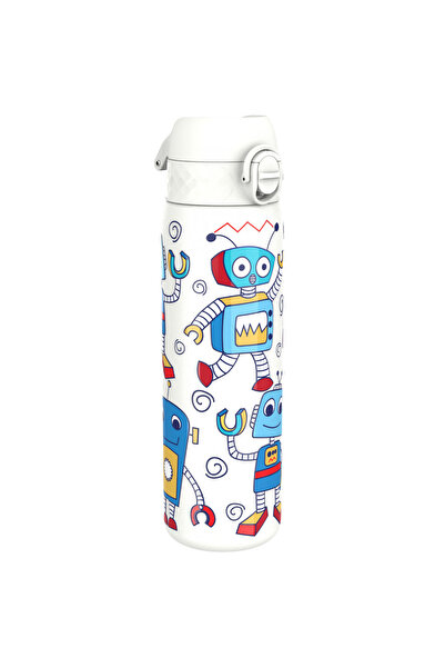 Ion8 Bidon sportiv Single Wall Robots, 600 ml, inox, design compact