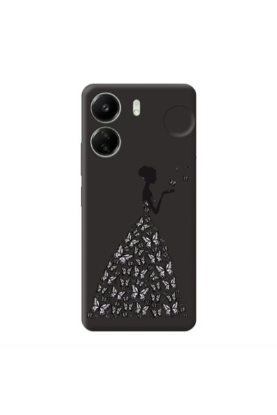 Other Xiaomi Redmi 13C Butterfly Girl Black Colored Silicone TPU Θήκη