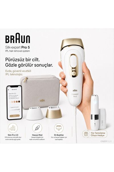 Braun IPL Lazer Epilasyon Aleti Akıllı Sensörlü Hızlı Atımlı Çift Başlıklı Yü...