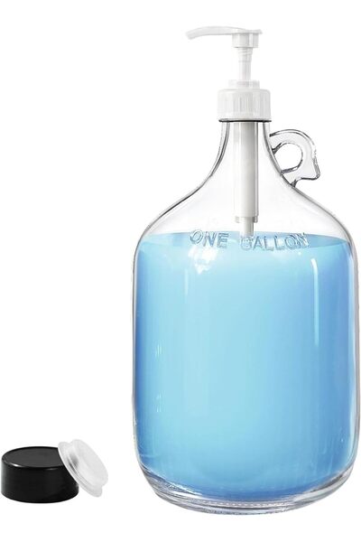 Home Zone 1 Gallon Laundry Detergent Dispenser with Pump and Leak-Proof Lid, ...
