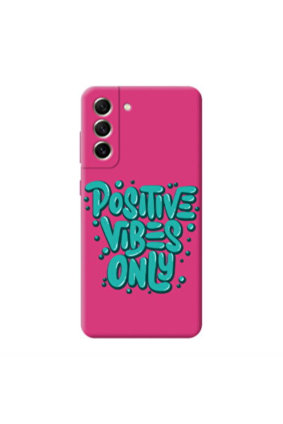 Other Samsung S21 FE Positive Vibes Only Fuchsia Colored Silicone TPU Θήκη