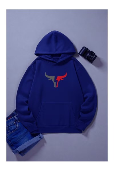 ZİYMO Men's Hooded Printed Relaxed Fit Sweatshirt
