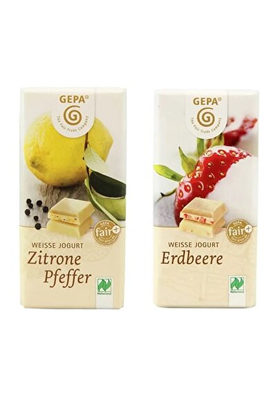 Gepa Pachet Ciocolată Albă Bio – Iaurt & Căpșuni + Iaurt, Lămâie & Piper, 2 x...