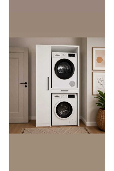 Home Center Mobilya PİA KAPAKLI ÇAMAŞIR - KURUTMA MAKİNASI DOLABI - BEYAZ