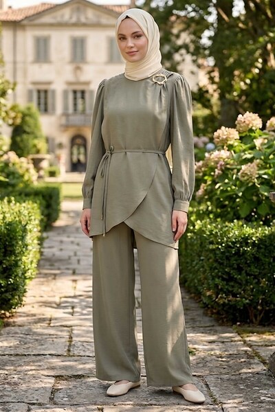 TOFİSA Buckle Detailed Double Suit Set Khaki - 28513-Khaki