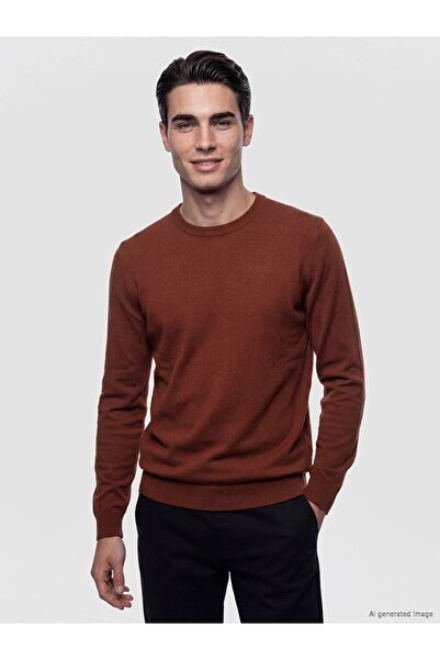 LC Waikiki Lcwaikiki Classic Brown Crew Neck Men's Knitwear Sweater