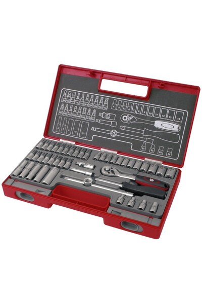 Extol Socket set, Extol, with ratchet, 1/4", 45 pieces, torx