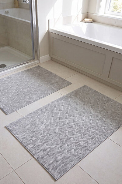 Raschel Carpet Yaprak Desenli Premium Seri Özel Kaymaz Taban Banyo Paspası 2'...