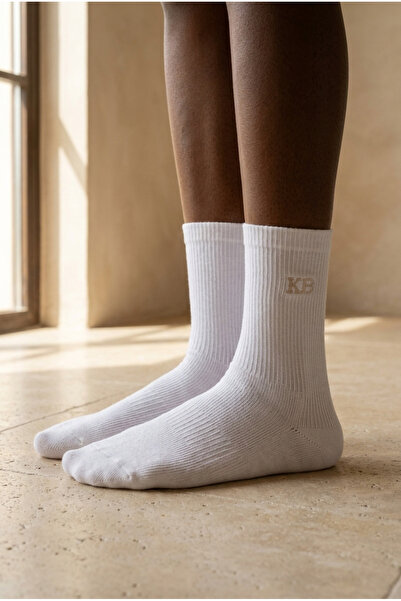 Katia&Bony Unisex K&B Embroidered Socks White
