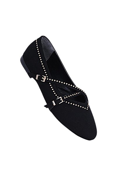 Scarletta S17 Γυναικεία Flat Παπούτσια Μπαλαρίνας Black Stone