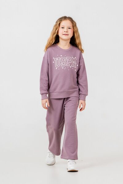 U.S. Polo Assn. Girl's Printed Blue Long Sleeve Tracksuit Set Us2718-C-V1