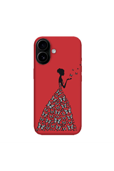 Other Apple Iphone 16 plus Butterfly Girl Red Colored Silicone TPU Θήκη
