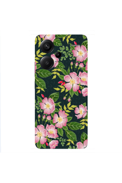 Other Xiaomi Redmi Note 13 Pro+ 5G Pink flowers green laves Transparent Silic...