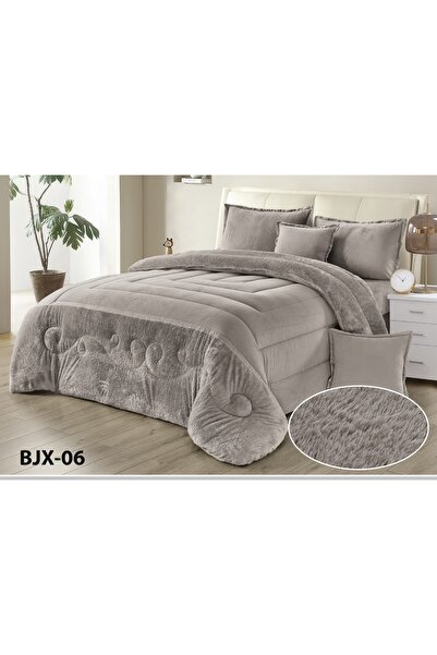 BIET ALMAFROSHAT Nefren Velvet Quilt Set on Fur, Consisting of 6 Luxurious Pi...