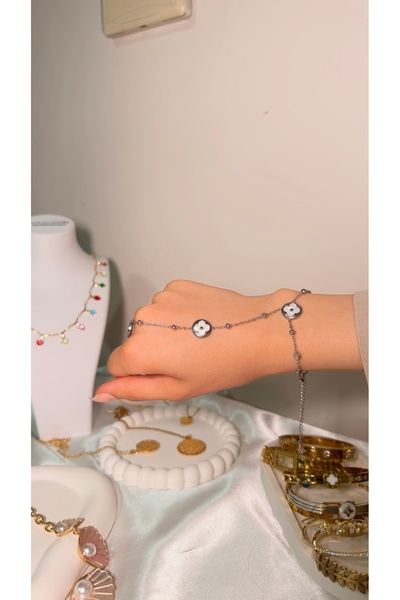 JADE ACCESSORY Premium | Silver Yıldızlı Çift Şahmeran Şahmaran Bileklik 316 L