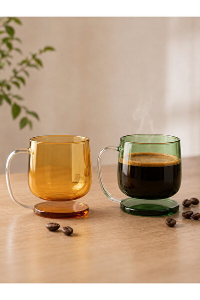 ASSA BAZAAR 2-Piece Glass Coffee Cup Heat-Resistant Borosilicate Mug with Gla...