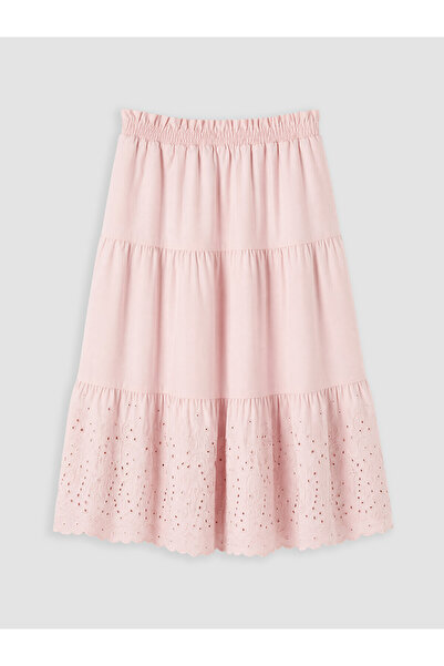 LC Waikiki Nevavm Embroidered Girls' Skirt with Elastic Waistband
