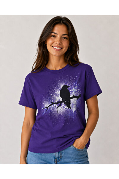 VODEXA Μπλουζάκι Unisex Oversize NIGHT BIRD με στάμπα, 100% βαμβακερό, άνετη ...