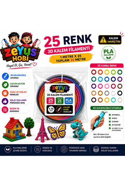 ZEYUS HOBİ ZEYUS FİLAMENT 25 RENK 1 METRE