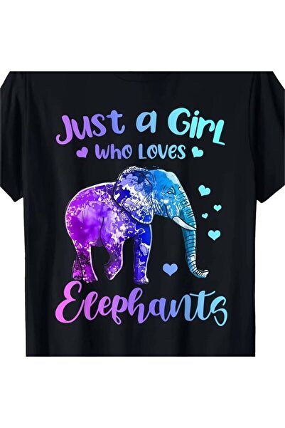 23 nisan EWH Just A Girl Who Loves Elephants TShirt, Casual Comfy, for Women,
