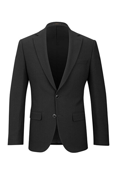 Hatemoğlu Black Slim Fit Mono Collar Classic Jacket