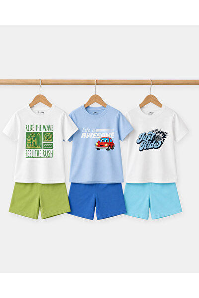 luay Boys Cotton T-Shirt & Shorts Combo Pack of 3 | Half Sleeve Summer Clothi...