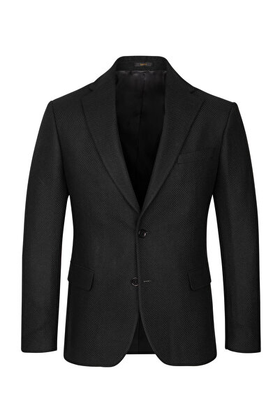 Hatemoğlu Black Comfort Fit Mono Collar Classic Jacket