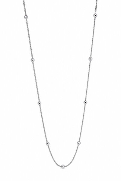 Jack Ferrero Gray Beaded Detailed Long Chain Necklace - Stylish and Modern De...