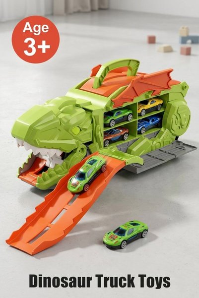 Generic 5pcs Plastic Transforming Dinosaur Transport Truck Track Set Foldable...