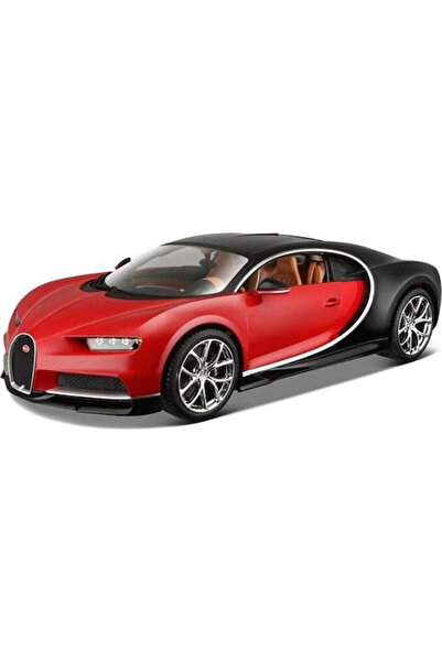 BBURAGO Mașinuță de jucărie Bugatti Chiron - Roșu-Negru, Scară 1:18, pentru 3...