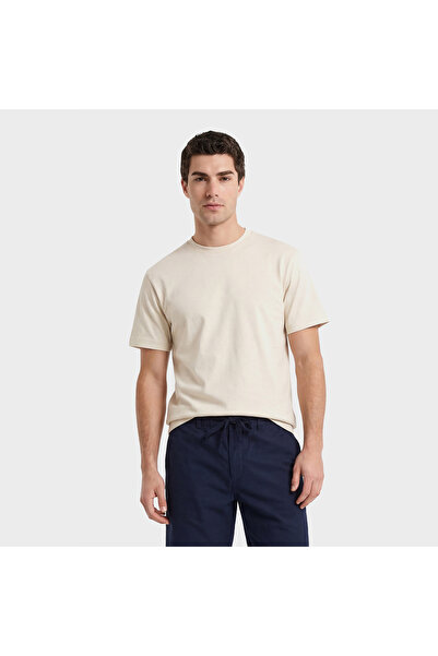 Gant Erkek Krem Bisiklet Yaka Regular Fit T-Shirt