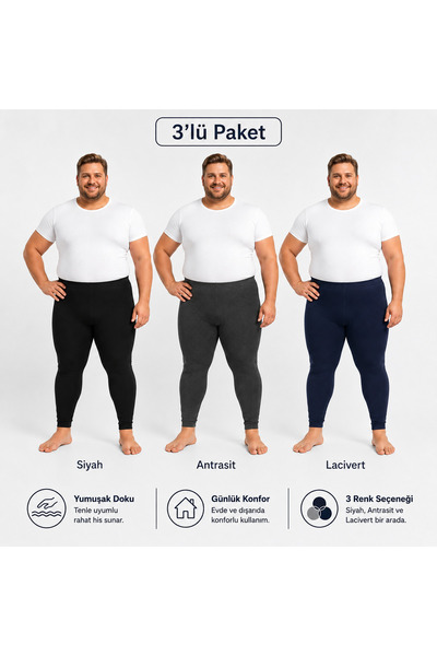 Isıl Termal |   Battal Men's Thermal Winter Cotton Set of 3 Anthracite, Dark ...