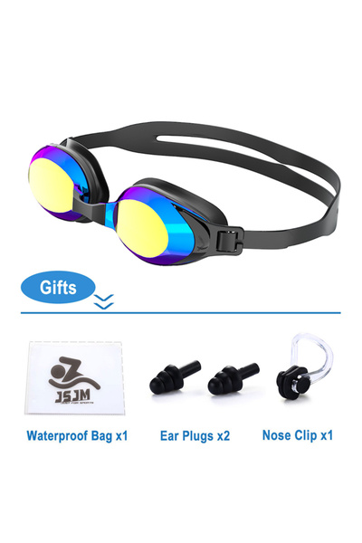 choice2 Black Blue JSJM Professional Anti-Fog Swimming Goggles for Adults - U...