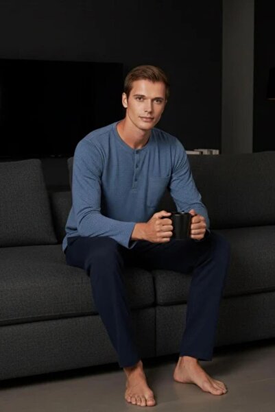 gd goldoremi Premium Men's Pocketed Buttoned Collar Long Sleeve 100% Cotton P...