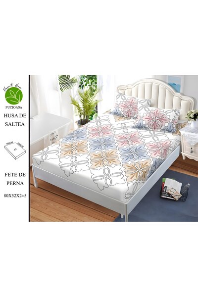 naniland.ro Husă de Pat Finet 2 Persoane 3 Piese cu Elastic 180x200 cm, Model...