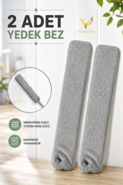 VİSLUNA ( 2 Adet ) Mikrofiber Yedek Bez Dip Köşe Bucak Temizlik Mopu Sadece Y...