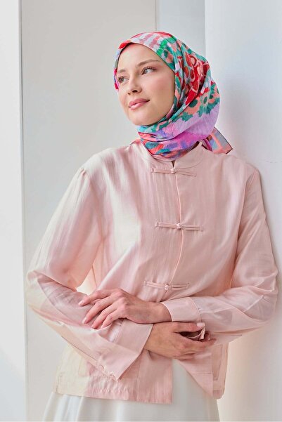 Silk Home وشاح فيلورا بتصميم فني بلون وردي حلوى