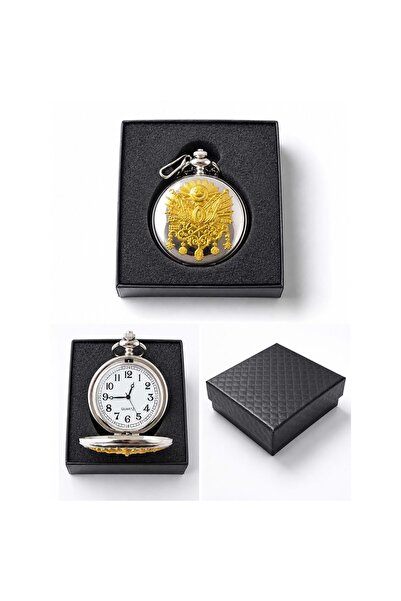 Store Özel Kutulu Tuğra Temalı Köstekli Saat 4x5 Cm – Osmanlı Motifli Dekorat...