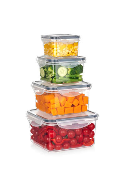 Vilde Set de 4 recipiente pentru alimente, 1.2L 700 ml 400 ml 170 ml, 16.5 x ...