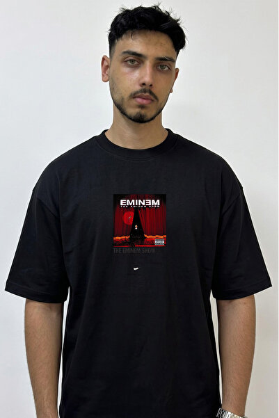Anetos Eminem_69 Μπλουζάκι Oversize με στάμπα σχεδίου, μαύρο