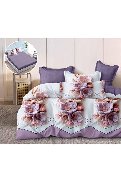 CHIRASO Set Lenjerie Pat CHIRASO, 6 Piese, Cearceaf cu ELASTIC 180x200, Husa ...