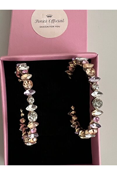 tones official Colorful Zircon Stone Chunky Hoop Earrings