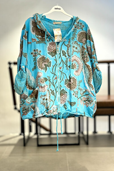 sahnemoda Filiz pattern zippered hooded imported jacket