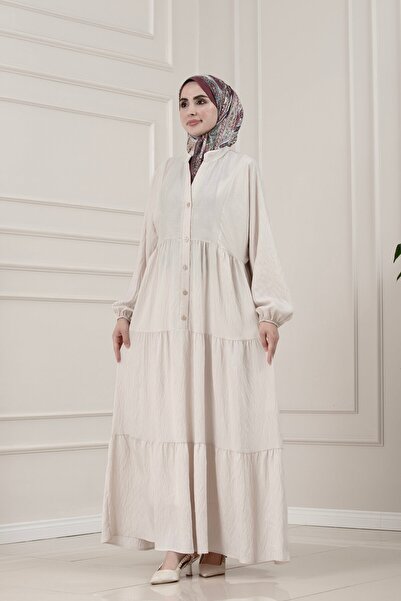 Sevitli Lilyum Fabric Robe Katya Dress-Beige