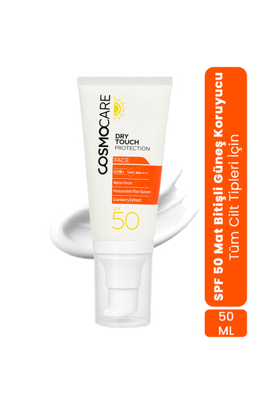Cosmocare Dry Touch Protection, Mat Bitişli Yağsız Hafif Yüz Güneş Kremi, SPF...