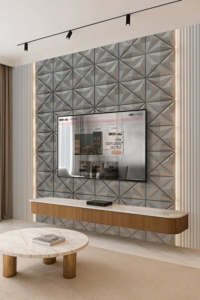 DECOMALL (TV-2) TV Arkası Duvar Kağıdı Tek Parça 3D Çita Mermer Görünümlü Salon Ofis Duvar Posteri